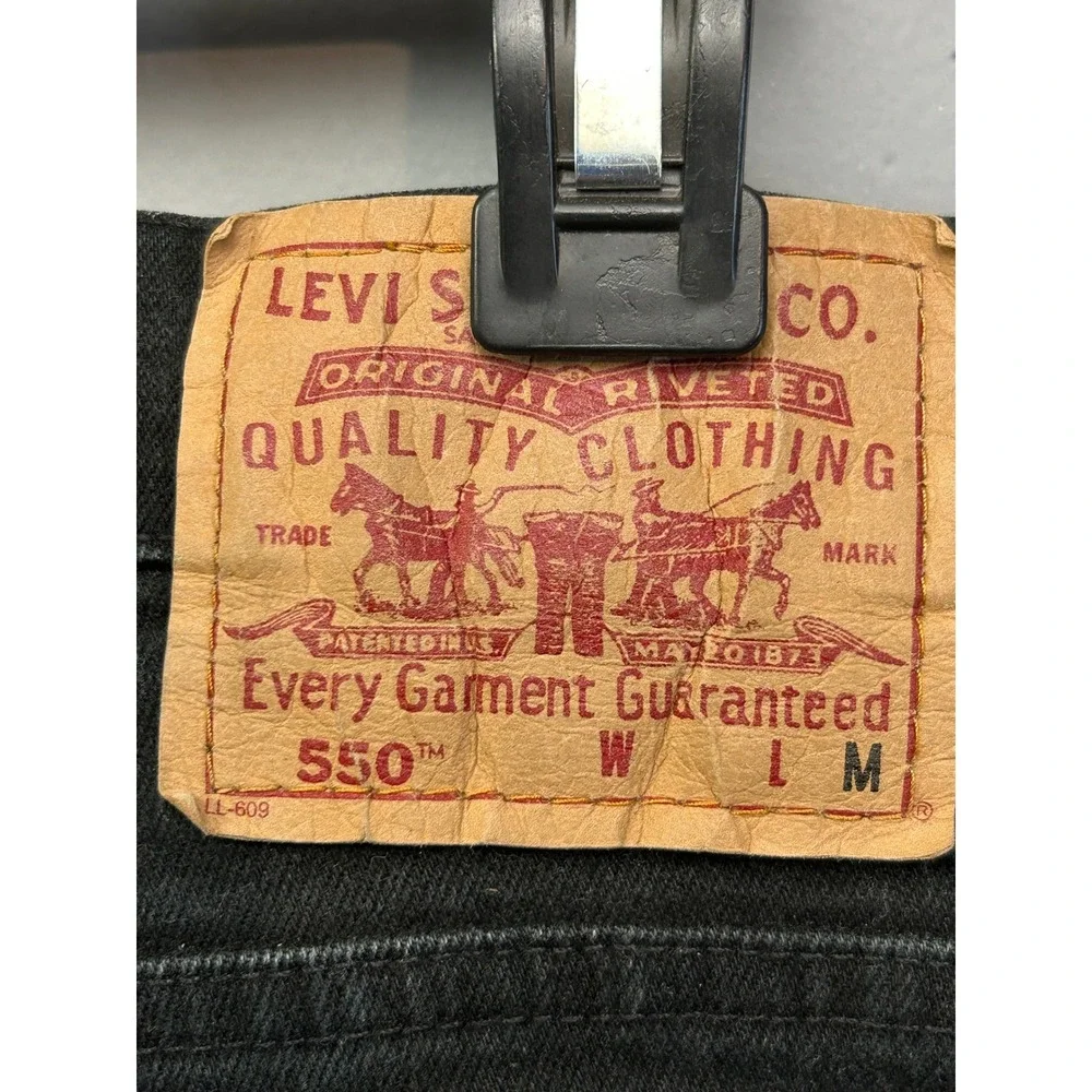 Levi's Jeans‎ Women 12 Reg Black 550 Relaxed Fit Tapered Leg High Rise Denim